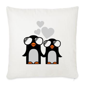 penguins fallen in love - Housse de coussin décorative 45 x 45 cm - blanc nature - Devant