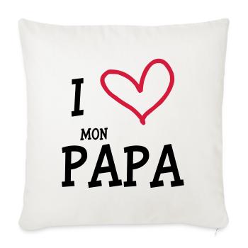 I Love mon Papa - Housse de coussin décorative 45 x 45 cm - blanc nature - Devant