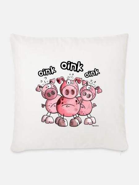 Das Schweine Team - Sofakissenbezug 45 x 45 cm - Naturweiß 