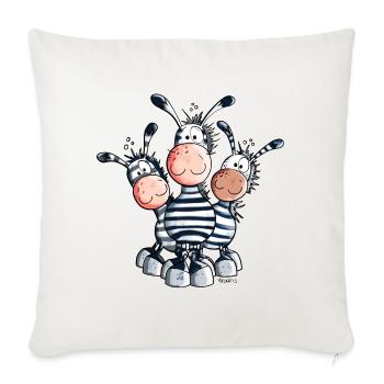 Trois Zèbres doux - Housse de coussin décorative 45 x 45 cm - blanc nature - Devant