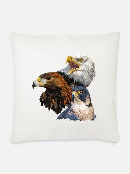 Weißkopfseeadler, Steinadler und Wanderfalke - Sofakissenbezug 45 x 45 cm - Naturweiß