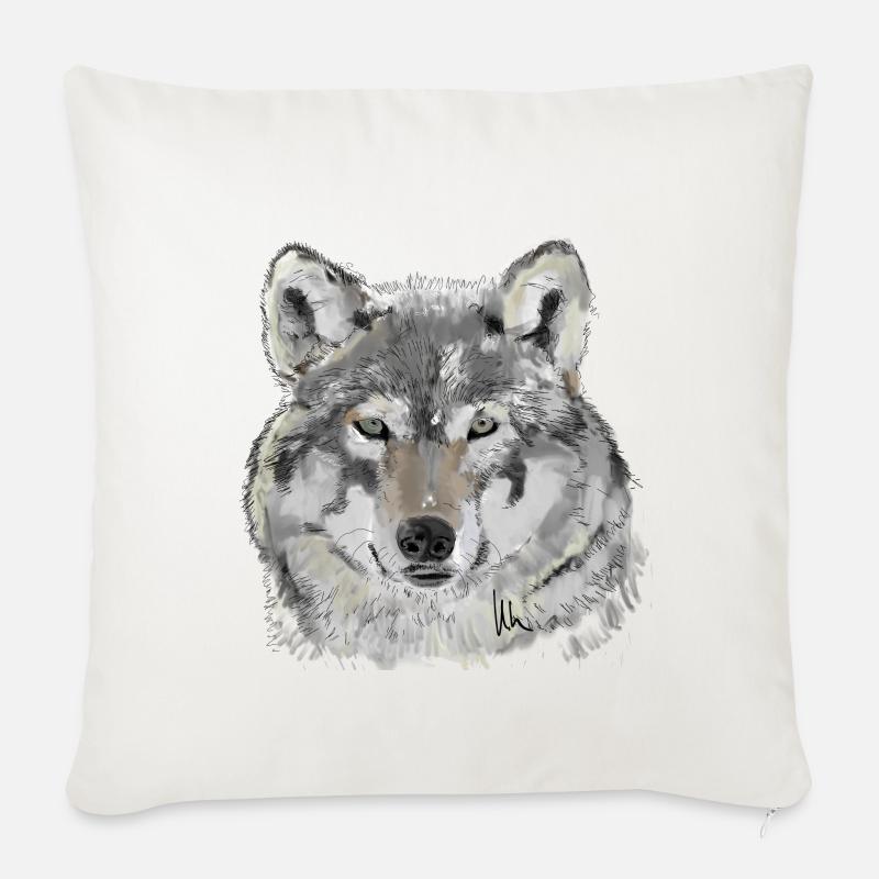 Wolf - Sofakissenbezug 45 x 45 cm - Naturweiß