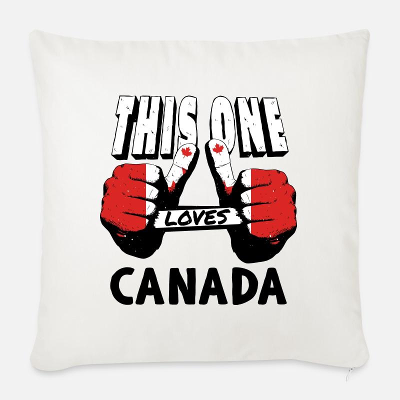 Drapeau du Canada Feuille d’érable Drapeau canadien Canada - Housse de coussin décorative 45 x 45 cm - blanc nature