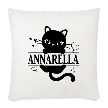 T-Shirt Annarella T-Shirt Katze Geschenkidee Katze Katze - Sofakissenbezug 45 x 45 cm - Naturweiß  - Vorne
