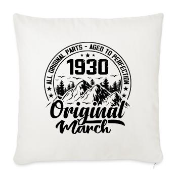 1930 mars Original : 94 Ans cadeau Anniversaire - Housse de coussin décorative 45 x 45 cm - blanc nature - Devant