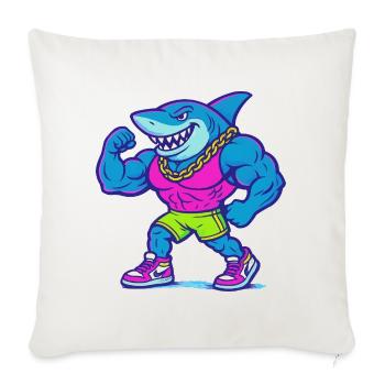 Neon Shark Muscle Hero en débardeur - Housse de coussin décorative 45 x 45 cm - blanc nature - Devant