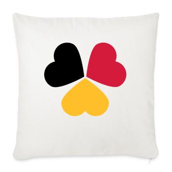 3 Coeurs Allemagne Belgique Drapeau Trèfle - Housse de coussin décorative 45 x 45 cm - blanc nature - Devant