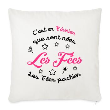 Fée / Fille / Reine / Naissance / Bébé / Février - Sofa pillowcase 17,3'' x 17,3'' (45 x 45 cm) - natural white - Front