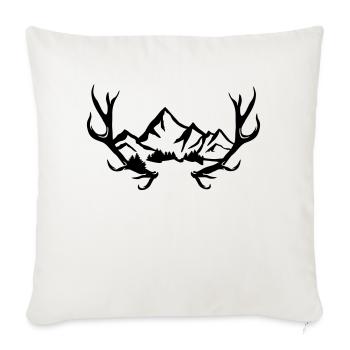 Antlers, mountains and forest - Sofa pillowcase 17,3'' x 17,3'' (45 x 45 cm) - natural white - Front