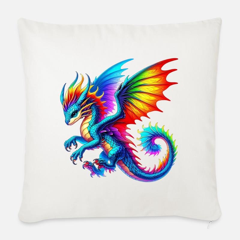 Drache - Sofakissenbezug 45 x 45 cm - Naturweiß