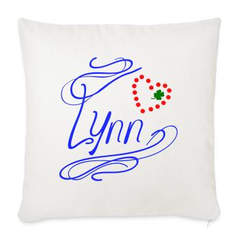 Lynn mit Herz und Kleeblatt - Sofakissenbezug 45 x 45 cm - Naturweiß  - Vorne