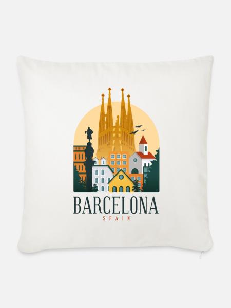 Barcelona Spanien Souvenir - Sofakissenbezug 45 x 45 cm - Naturweiß