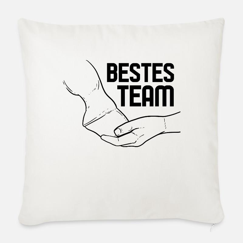 Pferd und Mensch bestes Team Geschenk Geschenkidee - Sofakissenbezug 45 x 45 cm - Naturweiß 