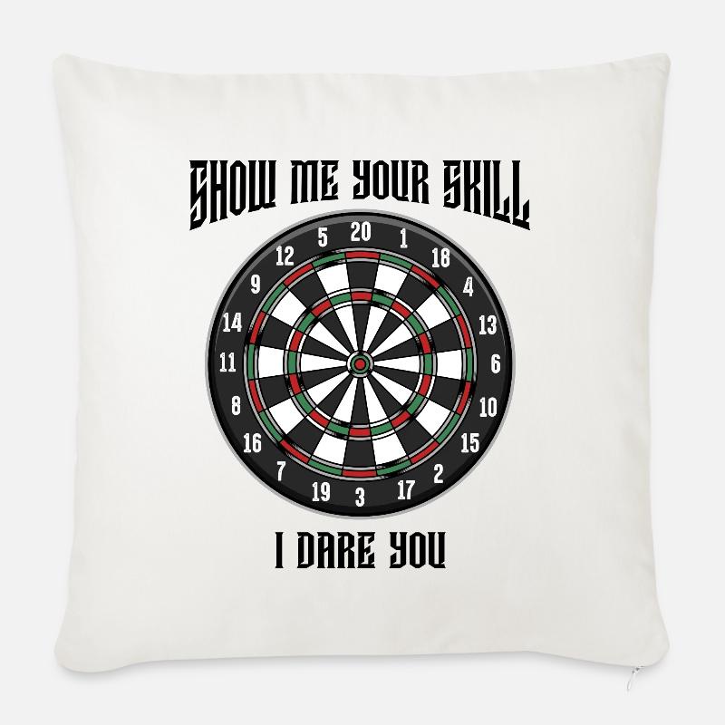 Show Me Your Skill | Dartboard Dartpfeil Geschenk - Sofakissenbezug 45 x 45 cm - Naturweiß 