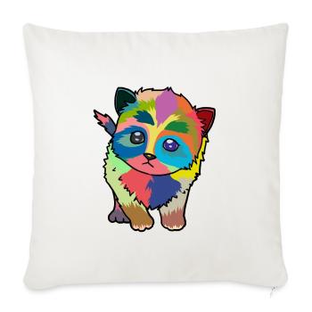 Little colorful cute cat - Sofa pillowcase 17,3'' x 17,3'' (45 x 45 cm) - natural white - Front