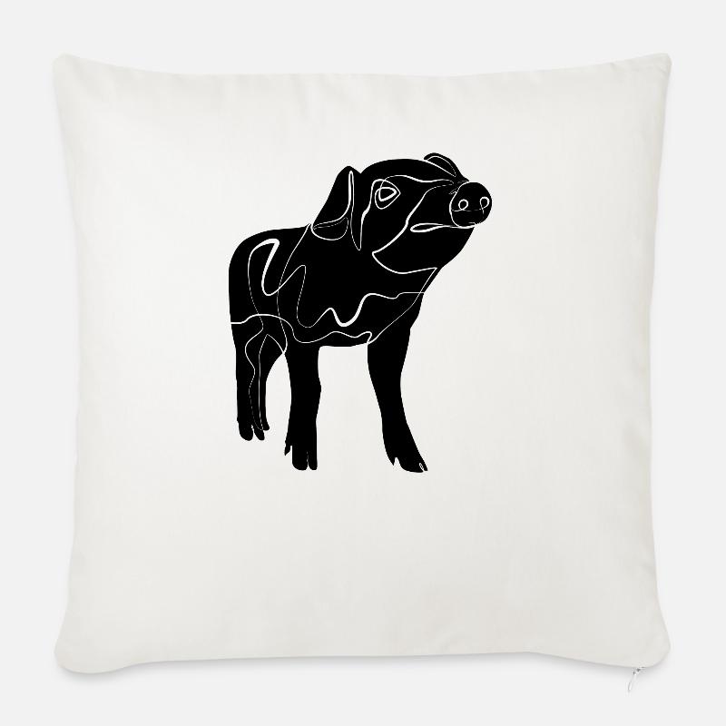 Schwein Ferkel - Sofakissenbezug 45 x 45 cm - Naturweiß 
