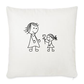 Maman MamanMa mère Fleur Fille Enfant Merci - Housse de coussin décorative 45 x 45 cm - blanc nature - Devant