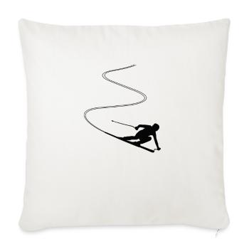 Skieur, ski, sports d'hiver - Housse de coussin décorative 45 x 45 cm - blanc nature - Devant