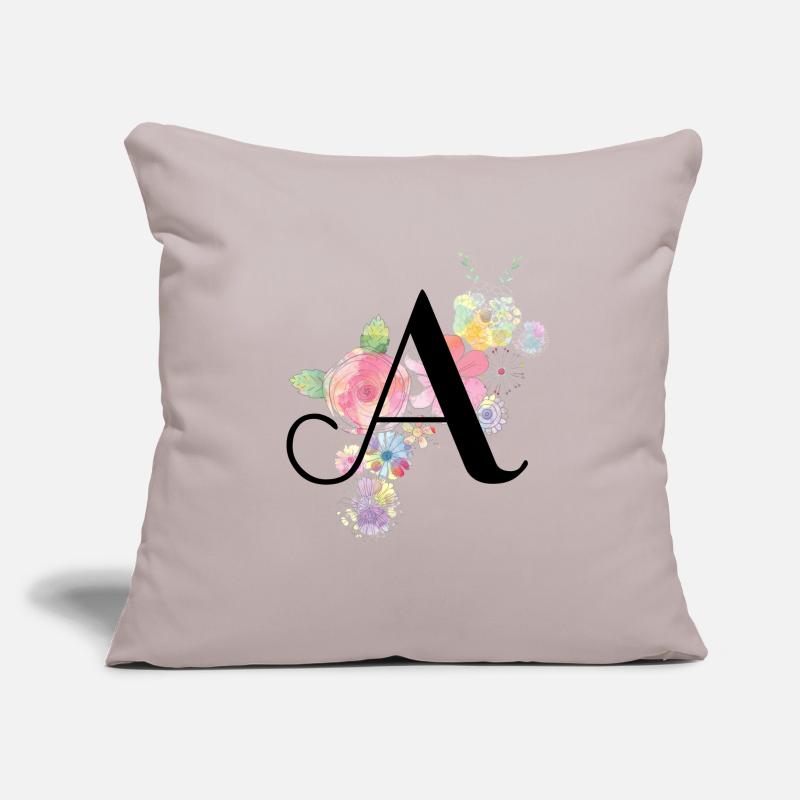 Monogramm Buchstabe A mit Pastellblüten Sofakissenbezug 45 x 45 cm