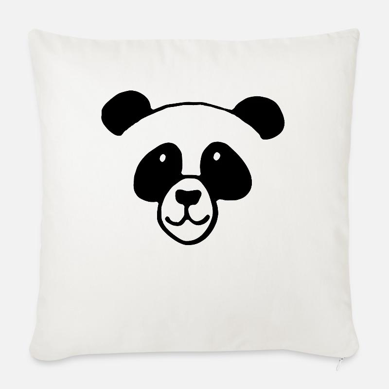 Panda face - Housse de coussin décorative 45 x 45 cm - blanc nature