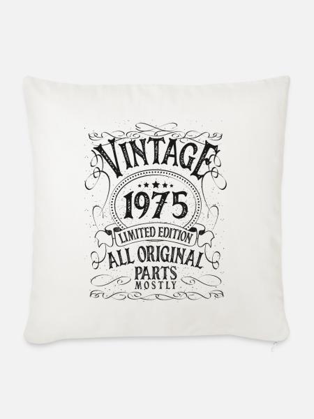 Geburtstag Jahrgang 1975 - Sofakissenbezug 45 x 45 cm - Naturweiß