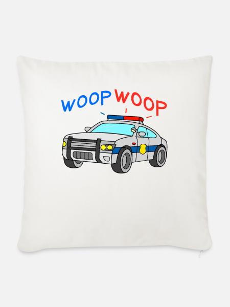 Fahrzeug Polizei - Sofakissenbezug 45 x 45 cm - Naturweiß