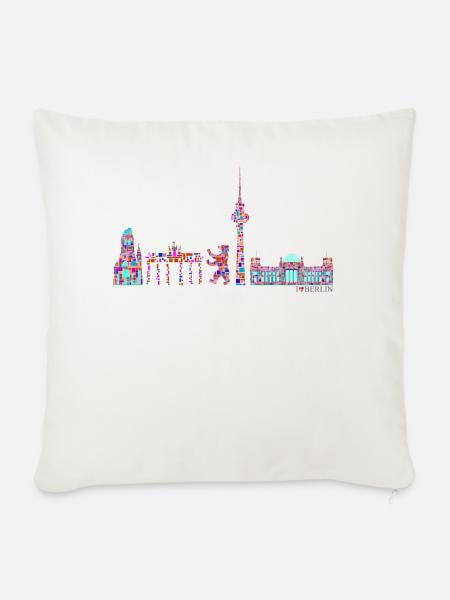 Berlin T-Shirt - Berlin Skyline Shirt - I Love - Sofakissenbezug 45 x 45 cm - Naturweiß