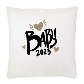 Bébé 2023 - Nouveau-né 2023 Cadeau bébé - Housse de coussin décorative 45 x 45 cm - blanc nature - Devant