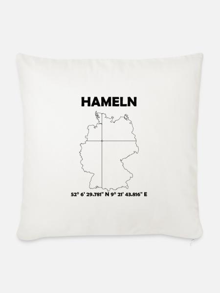 Hameln Karte - Sofakissenbezug 45 x 45 cm - Naturweiß