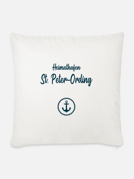 Heimathafen St. Peter Ording - Sofakissenbezug 45 x 45 cm - Naturweiß