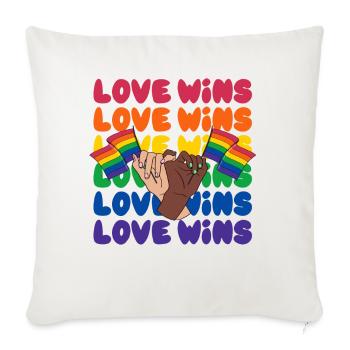 L’amour LGBTQ remporte l’arc-en-ciel des droits de l’homme - Housse de coussin décorative 45 x 45 cm - blanc nature - Devant