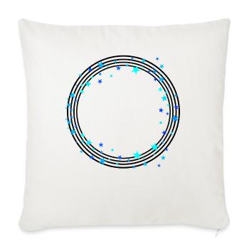 Black circular lines with stars - Sofa pillowcase 17,3'' x 17,3'' (45 x 45 cm) - natural white - Front