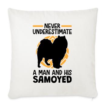Femme avec Samoyède Chien de traîneau Samoyèdes - Housse de coussin décorative 45 x 45 cm - blanc nature - Devant