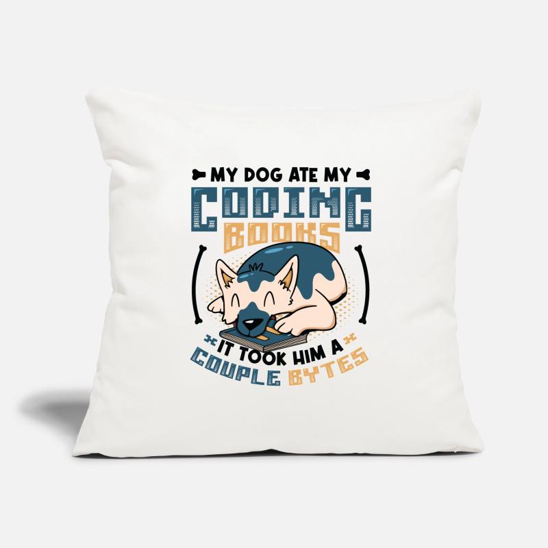 Dog Bytes Code Programmation de blagues informatiques Housse de coussin décorative 45 x 45 cm