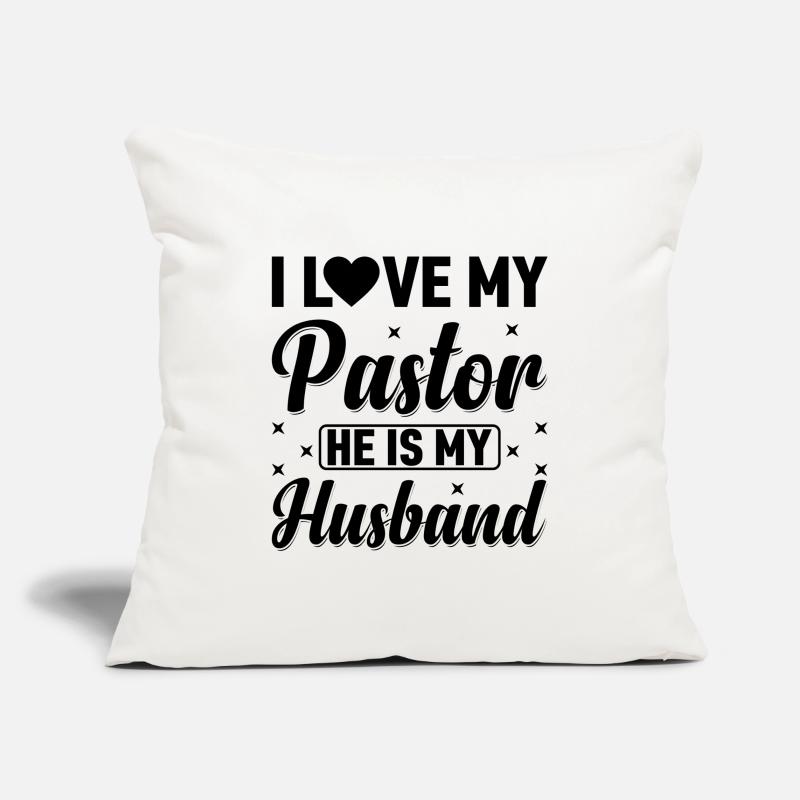 J’aime mon pasteur il est mon mari pasteur Housse de coussin décorative 45 x 45 cm