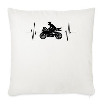 Motorcyclist heartbeat line motorcycle gift - Sofa pillowcase 17,3'' x 17,3'' (45 x 45 cm) - natural white - Front