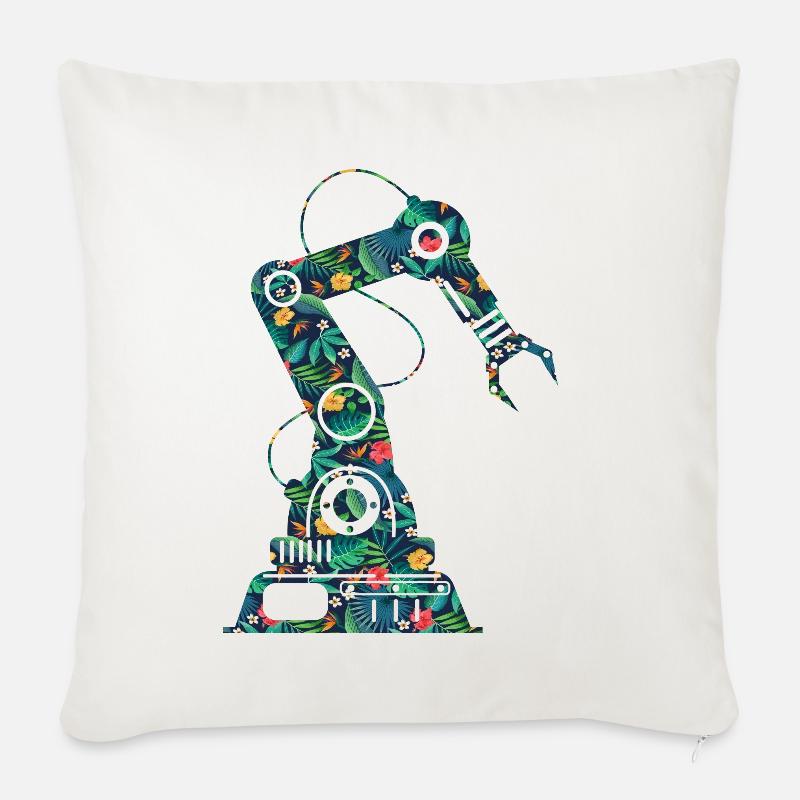 Robot Robotics Engineer Flower - Sofa pillowcase 17,3'' x 17,3'' (45 x 45 cm) - natural white