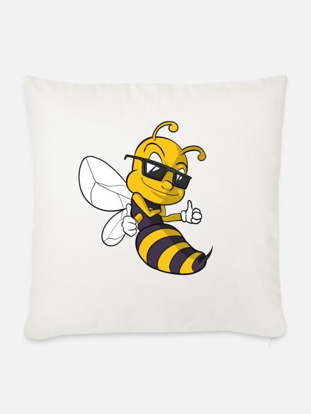 Niedliche Biene Wespe Hummel - Sofakissenbezug 45 x 45 cm - Naturweiß