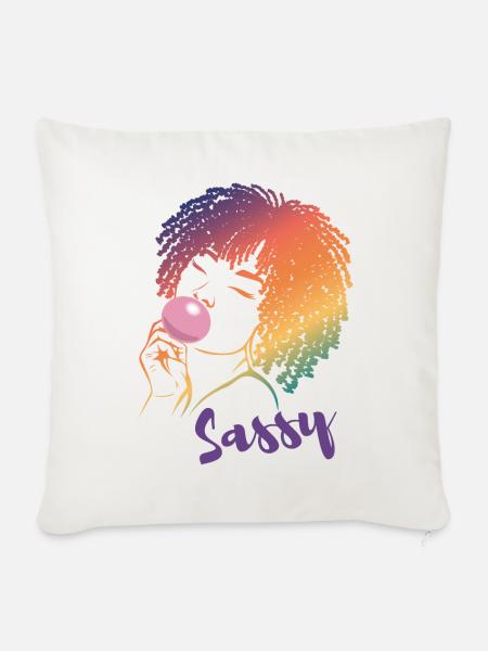 Sassy Chic mit Afro Charme - Sofakissenbezug 45 x 45 cm - Naturweiß