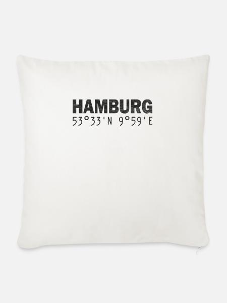 Hamburg Koordinaten GPS - Sofakissenbezug 45 x 45 cm - Naturweiß