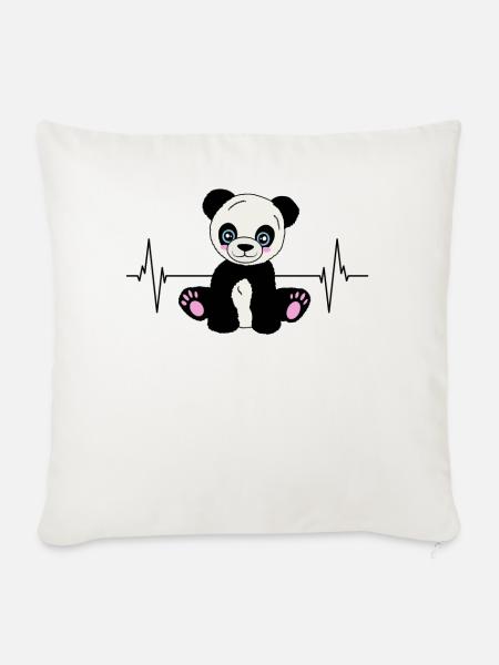 Panda-Herzschlag für Tierfreunde - Sofakissenbezug 45 x 45 cm - Naturweiß