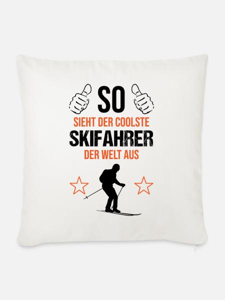 Geschenk für den Top-Skifahrer - Sofakissenbezug 45 x 45 cm - Naturweiß