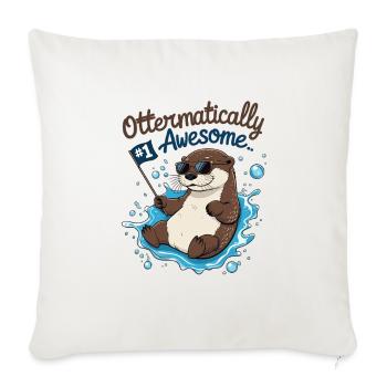 Cool comme une loutre – Funny Otter - Housse de coussin décorative 45 x 45 cm - blanc nature - Devant