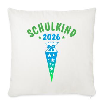 Schulkind 2026 Schultüte Sterne - blau grün - Sofakissenbezug 45 x 45 cm - Naturweiß  - Vorne