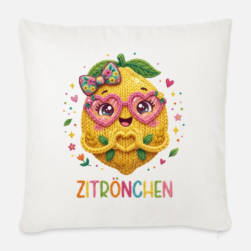Zitrone Zitrönchen - Sofakissenbezug 45 x 45 cm - Naturweiß 