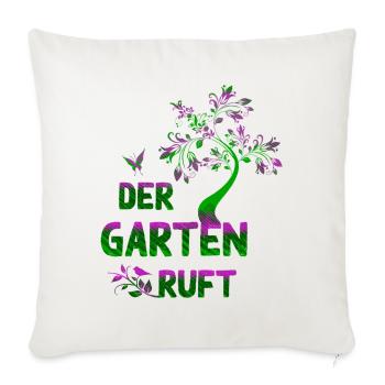 Der Garten ruet – Neongrün & Pink Botanik - Sofakissenbezug 45 x 45 cm - Naturweiß  - Vorne