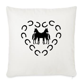 empreintes cheval coeur - Housse de coussin décorative 45 x 45 cm - blanc nature - Devant