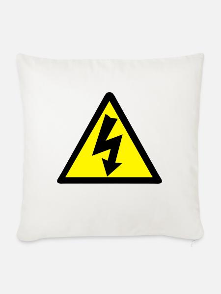 Strom Warnung - Sofakissenbezug 45 x 45 cm - Naturweiß