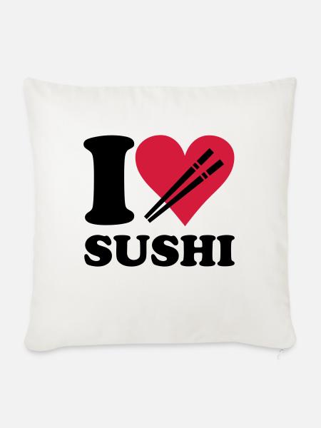 Sushi - I love sushi - Sofakissenbezug 45 x 45 cm - Naturweiß