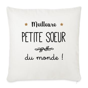 Meilleure petite seur du monde vecteur - Housse de coussin décorative 45 x 45 cm - blanc nature - Devant